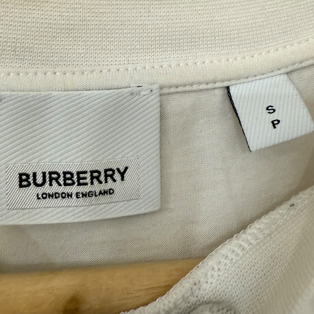 良品 BUBEERY バーバリー 英國(guó)制 半袖 TBプリント クルーネック Tシャツ カットソー S ホワイト