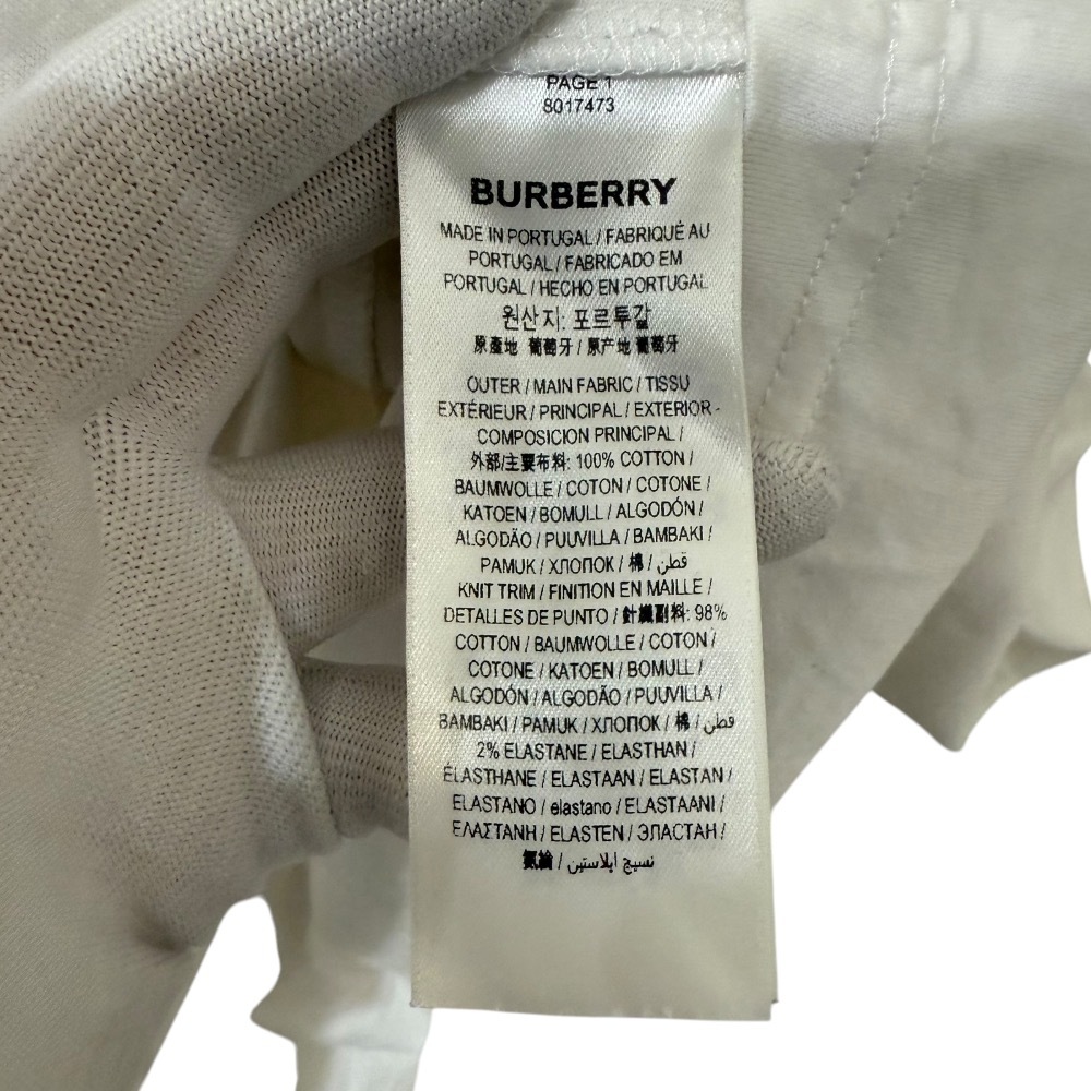 良品 BUBEERY バーバリー 英國(guó)制 半袖 TBプリント クルーネック Tシャツ カットソー S ホワイト
