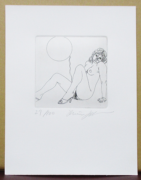 城景都『風船(百枚銅版画)』エッチング ed.27/100. 鉛筆サイン シートのみ 1983年制作「城景都 全版画集(阿部出版)」No.207_画像1