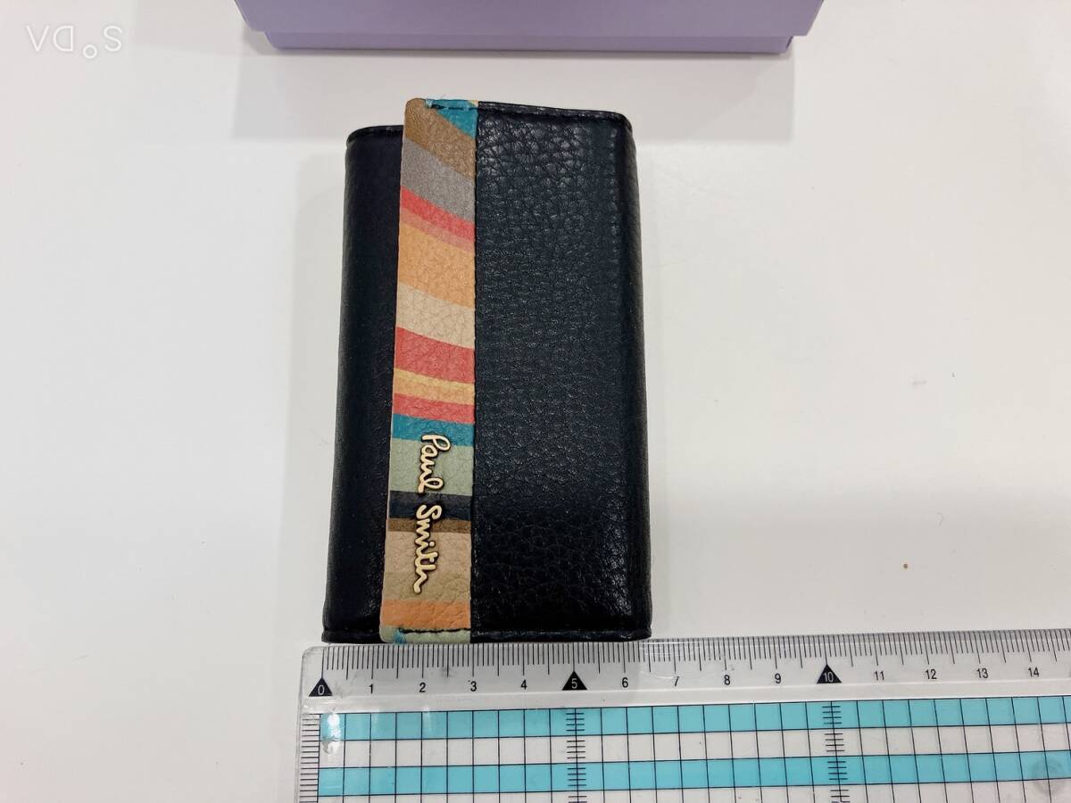 ◆【未使用】ポールスミス Paul Smith 牛革/羊革　レザー 4連キーケース キーリング　ブラック　10