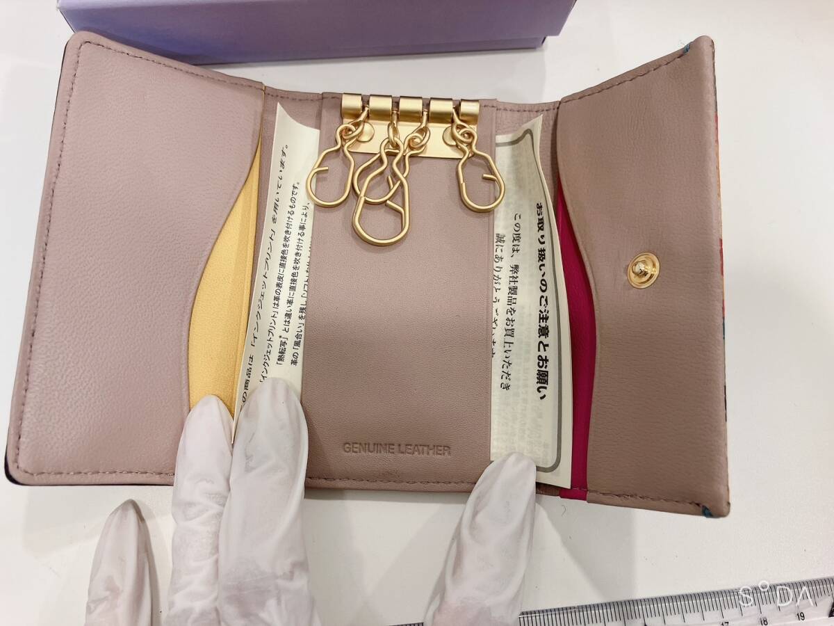 ◆【未使用】ポールスミス Paul Smith 牛革/羊革　レザー 4連キーケース キーリング　ブラック　10