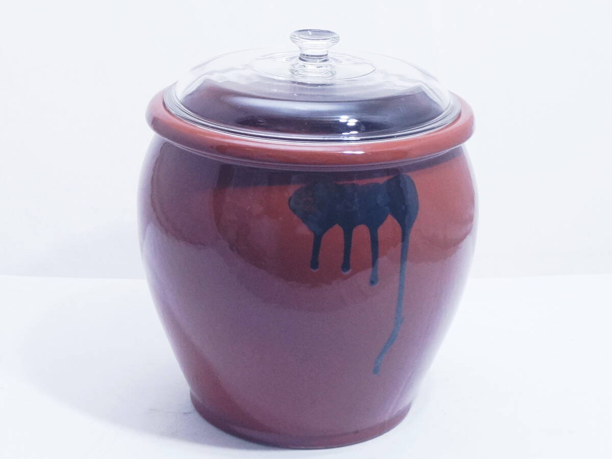 美品☆久松窯 常滑焼 丸壺4号 ガラス蓋つき(陶器)|売買された 美品☆久松窯 常滑焼 丸壺4号 ガラス蓋つき(陶器)|売買された