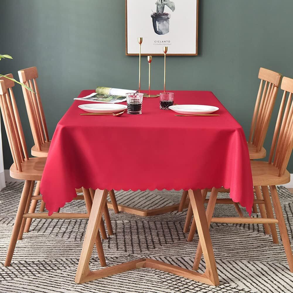 クリスマス お正月 シンプル 無地 テーブルカバー 長方形 120×180cm レッド 洗える ウォッシャブル テーブルクロス 洗