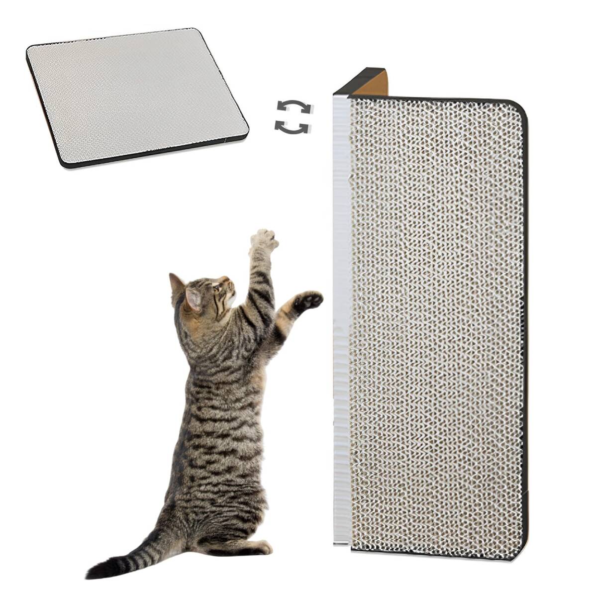 GLOLIT 猫 爪研ぎ 段ボール、猫 スクラッチャー、猫用爪とぎ 壁やコーナー用の革新的な猫爪とぎポスト、爪とぎ取り付け簡単 ペ