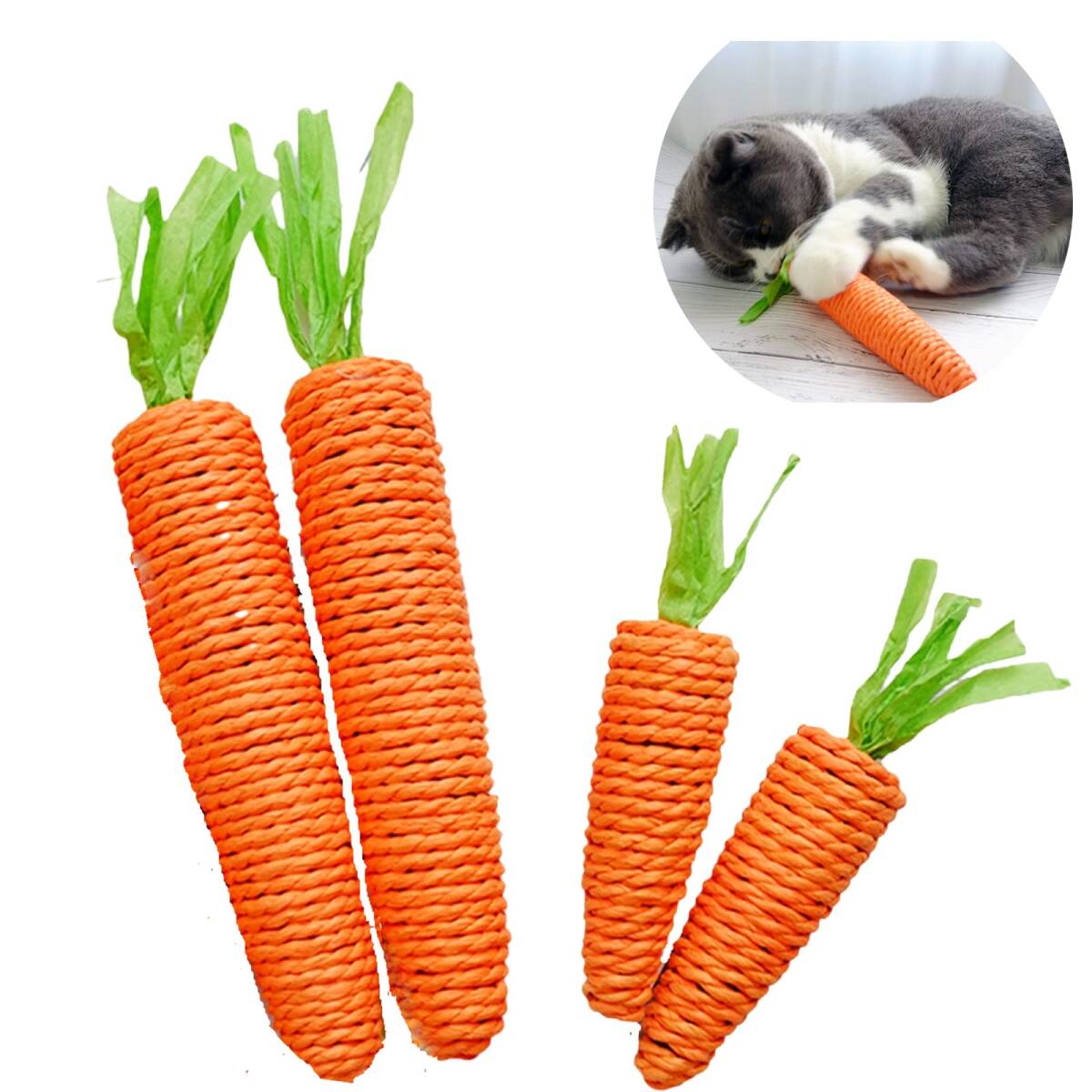 猫遊び キャット 縫いぐるみ 猫歯ぎしり棒 かわいい 運動不足解消 歯磨き 爪とぎ 鈴入り にんじんおもちゃ 4個セット おもちゃ