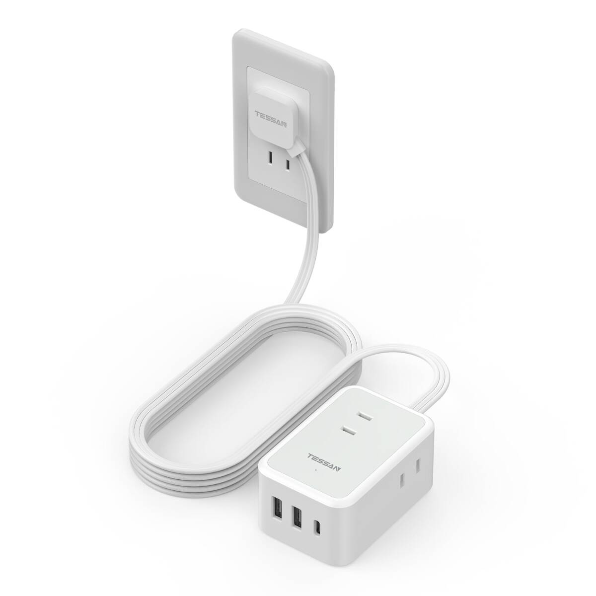 延長コード 2m 電源タップ usb付き usb コンセント type-c タコ足配線 テーブルタップ たこあしコンセントTESS