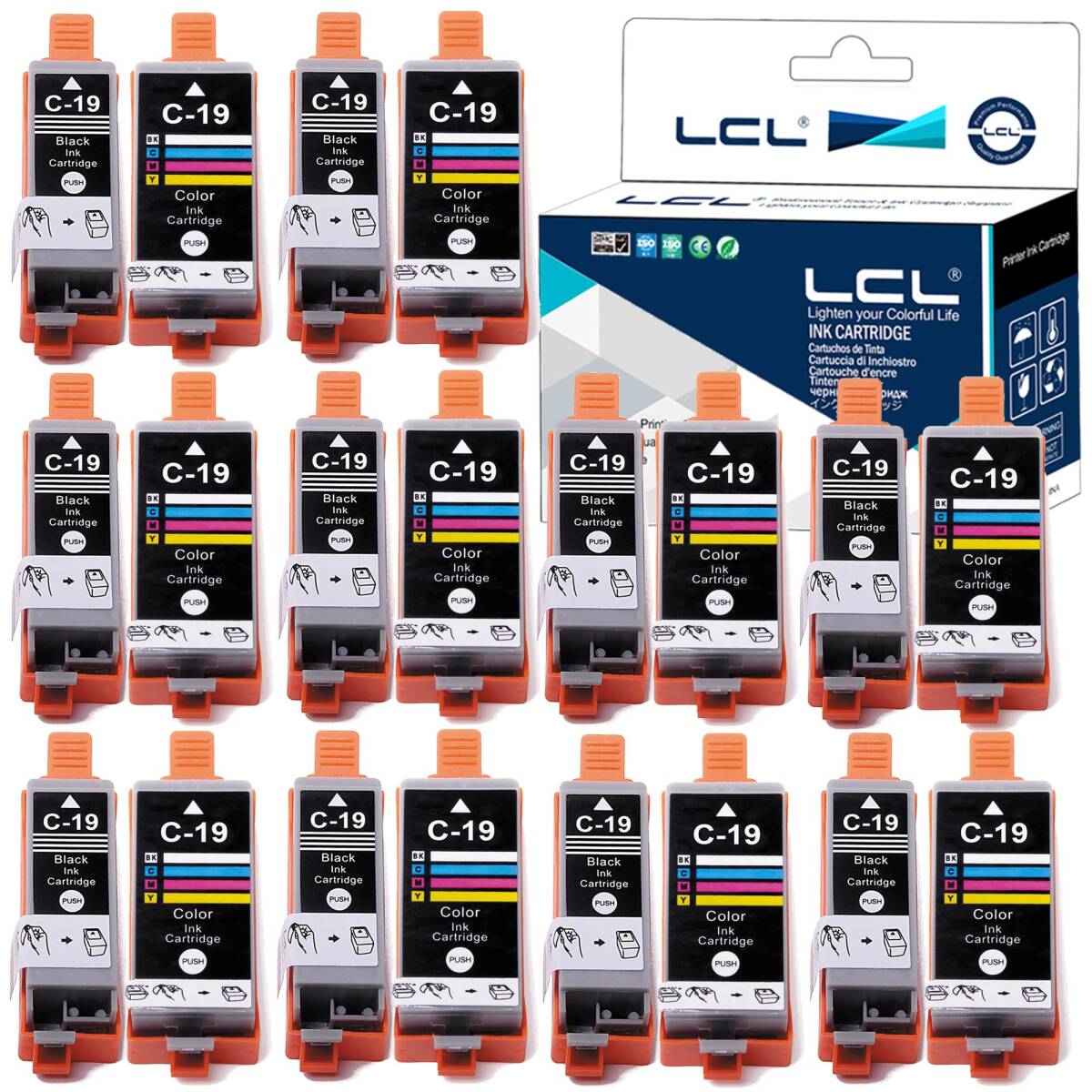 LCL Canon用 キャノン用 BCI-19 BCI-19BK BCI-19CLR (20パック 10ブラック 10カラー） 互