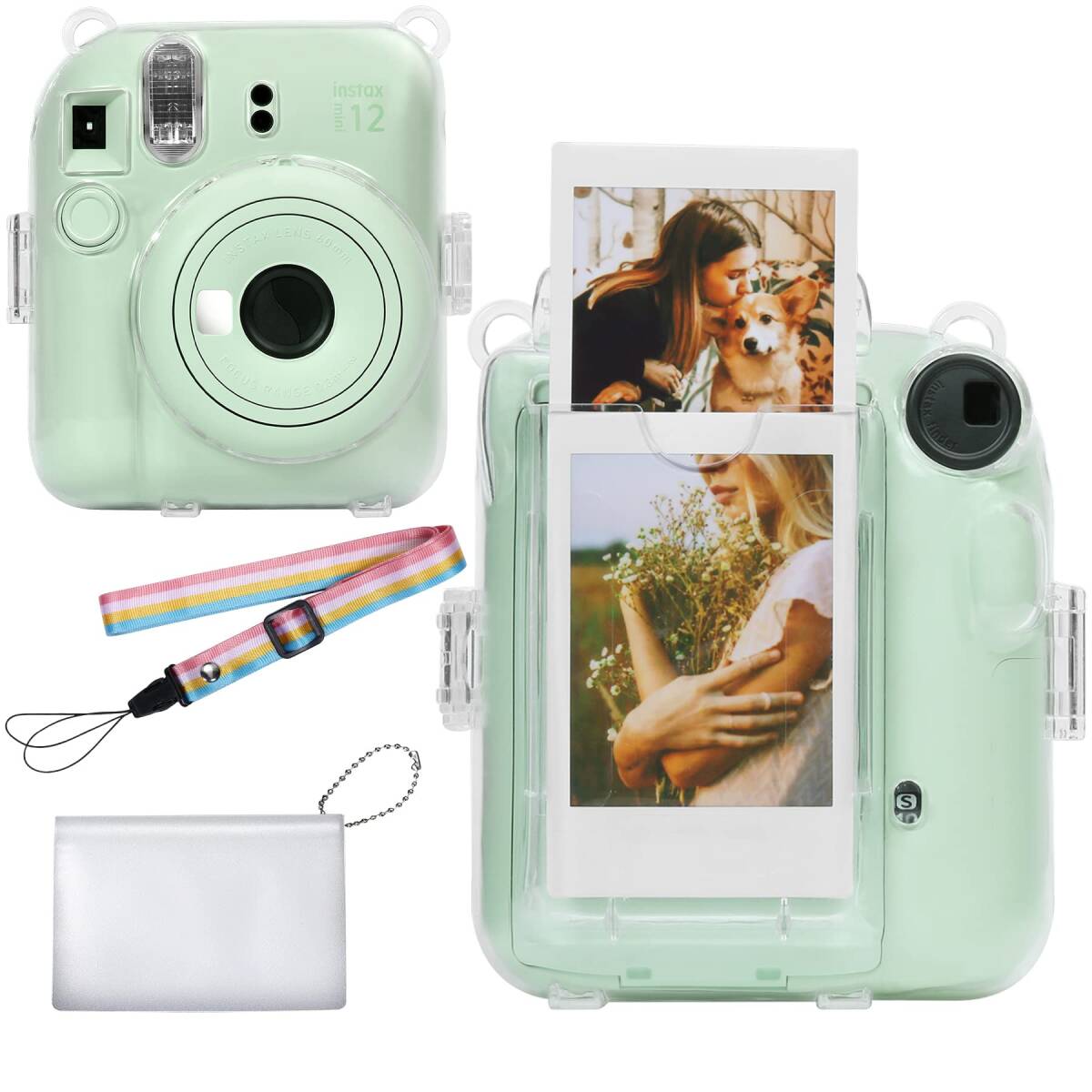 instax mini 12 チェキ インスタントカメラ INS FUJIFILM MINI 12 専用透明ケース】互換品 PVC