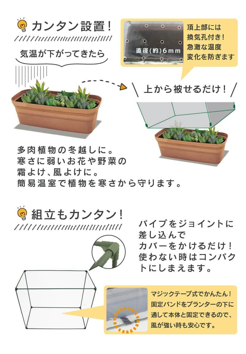 ミニ温室 霜除け (保温 風よけ 植物 野菜 苗 多肉植物 保温 保温 小) 家庭菜園 プランター 幅60cm×奥行30cm×高さ_画像4