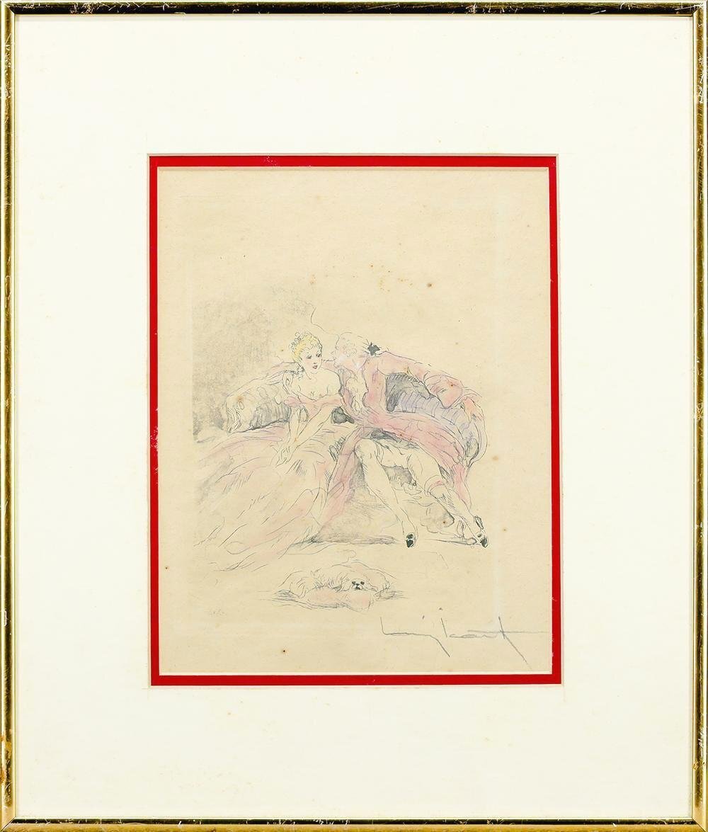 リアル アールデコ 人物画 銅版画 ルイイカール サイン有り 版画 リアル アールデコ 人物画 銅版画 ルイイカール サイン有り 版画