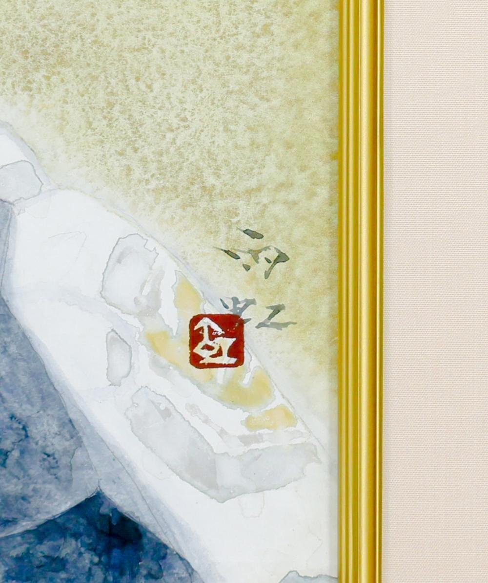 真作】【WISH】小川雨虹「新春」日本画 8号 金泥・プラチナ泥 真作】【WISH】小川雨虹「新春」日本画 8号 金泥・プラチナ泥