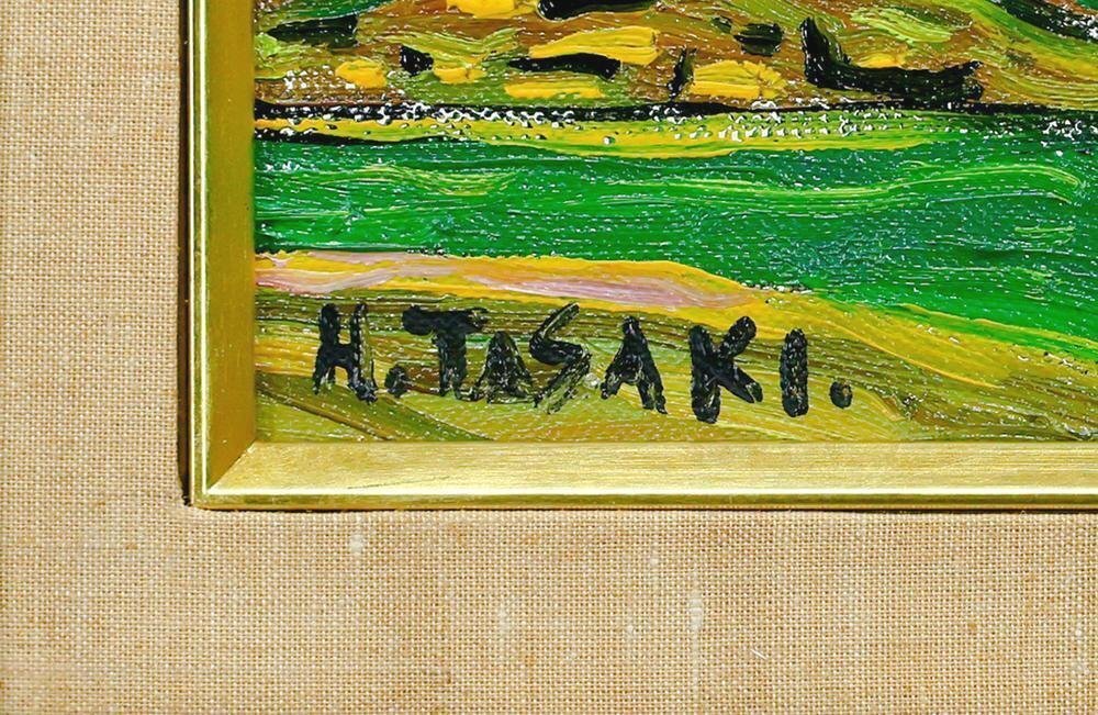 真作】【WISH】田崎広助「朱富士」油彩 0号 共シール ◇赤富士 真作】【WISH】田崎広助「朱富士」油彩 0号 共シール ◇赤富士