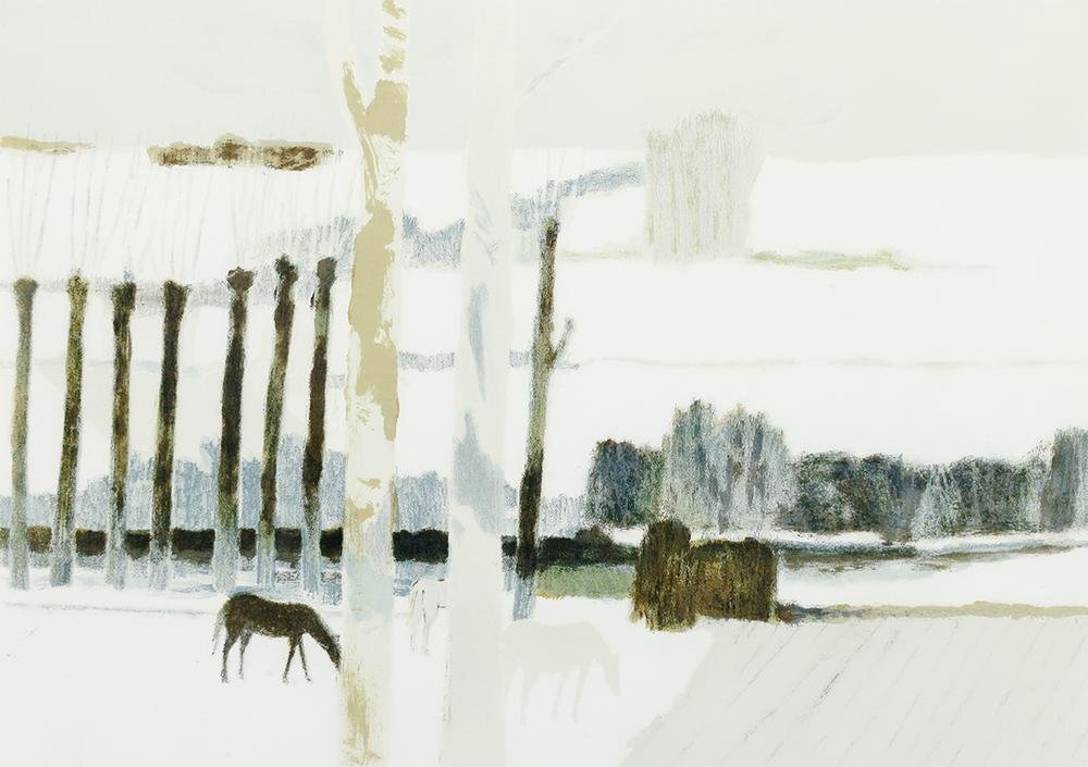 【真作保証】ベルナール・カトラン「冬景色」リトグラフ 直筆サイン 版画 絵画 馬 Yahoo!オークション - 【真作】【WISH】ベルナール・カトラン