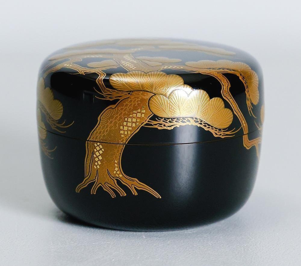 真作】【WISH】一后一兆「老松 棗」輪島塗 金蒔絵 切金箔 共箱 真作】【WISH】一后一兆「老松 棗」輪島塗 金蒔絵 切金箔 共箱