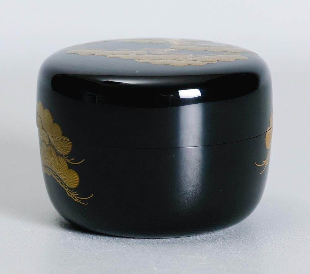 真作】【WISH】一后一兆「老松 棗」輪島塗 金蒔絵 切金箔 共箱 真作】【WISH】一后一兆「老松 棗」輪島塗 金蒔絵 切金箔 共箱