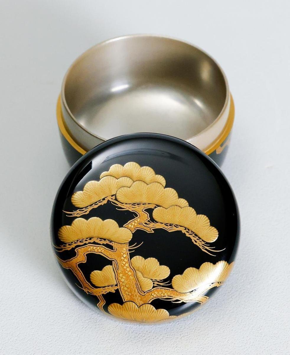 真作】【WISH】一后一兆「老松 棗」輪島塗 金蒔絵 切金箔 共箱 真作】【WISH】一后一兆「老松 棗」輪島塗 金蒔絵 切金箔 共箱