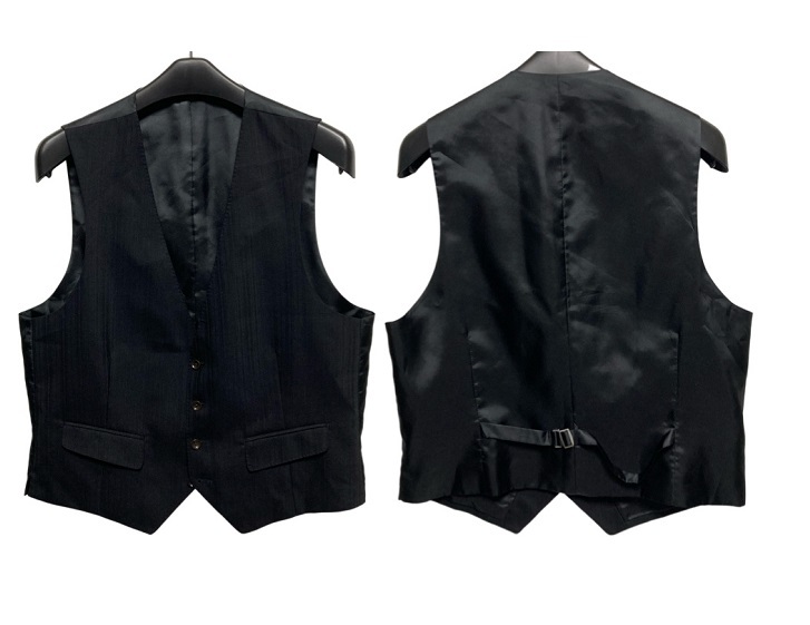 パーソンズ マン 3ピース 上品なブラックシャドーストライプスーツ A7 C96W84T180 青山商事 検モダンクラシック_画像4