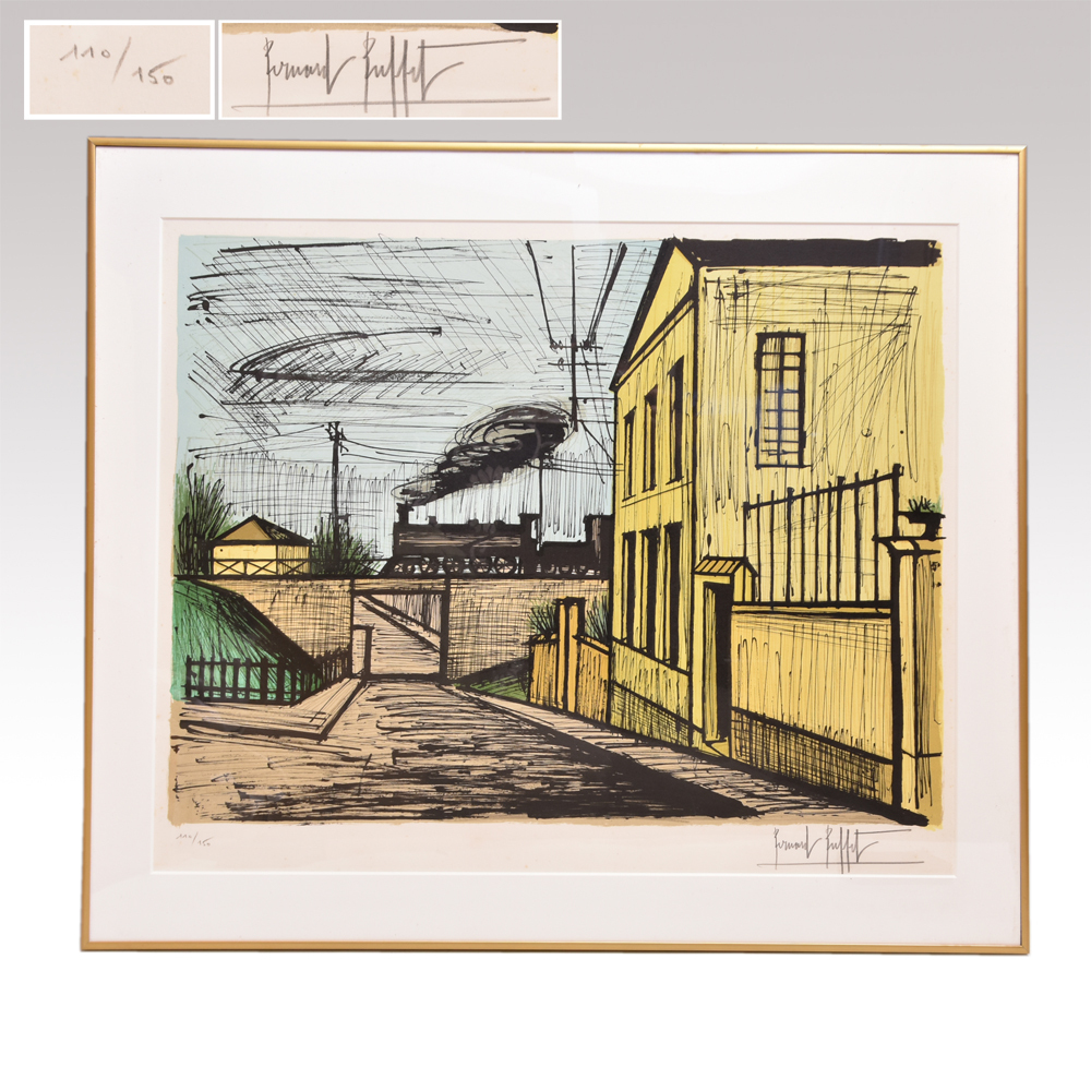 真作】ベルナール・ビュッフェ BERNARD BUFFET リトグラフ「機関 真作】ベルナール・ビュッフェ BERNARD BUFFET リトグラフ「機関