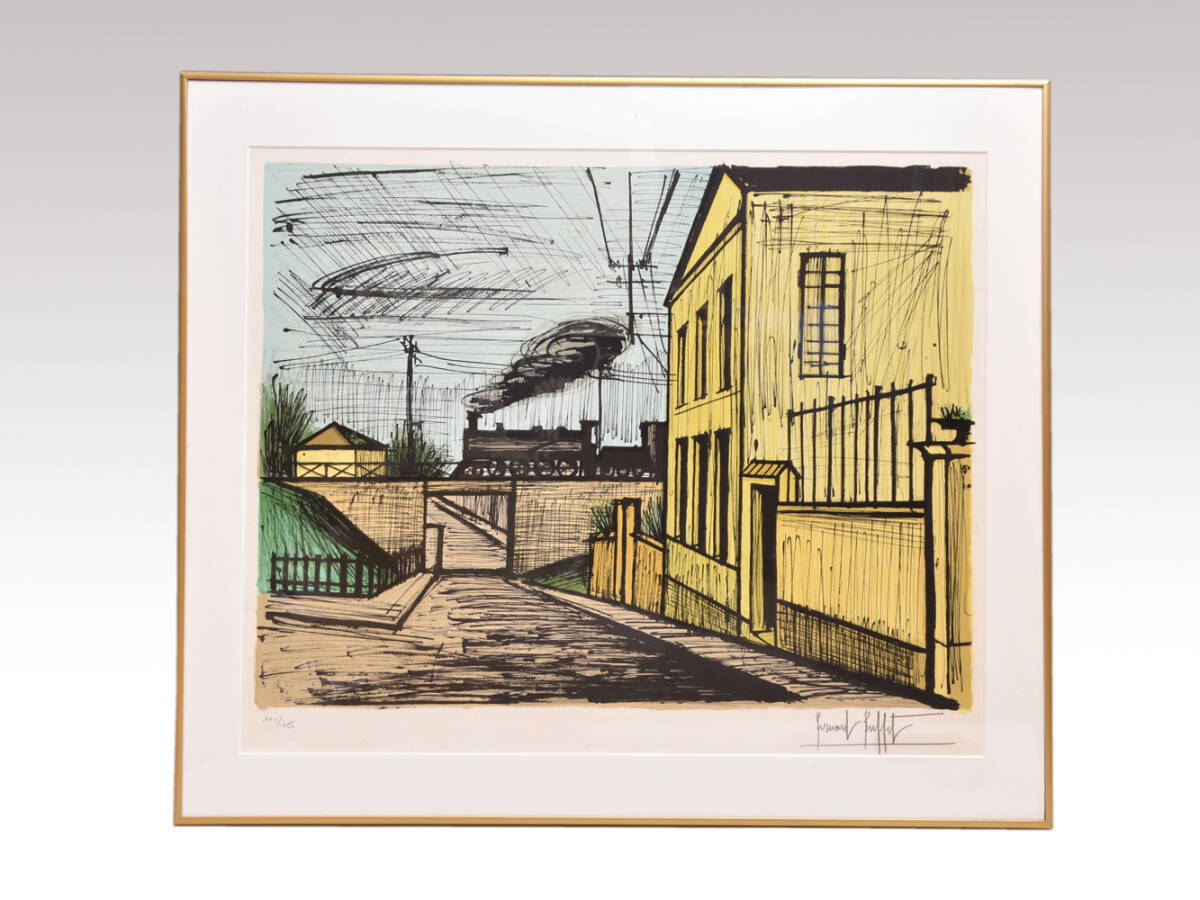 真作】ベルナール・ビュッフェ BERNARD BUFFET リトグラフ「機関 真作】ベルナール・ビュッフェ BERNARD BUFFET リトグラフ「機関