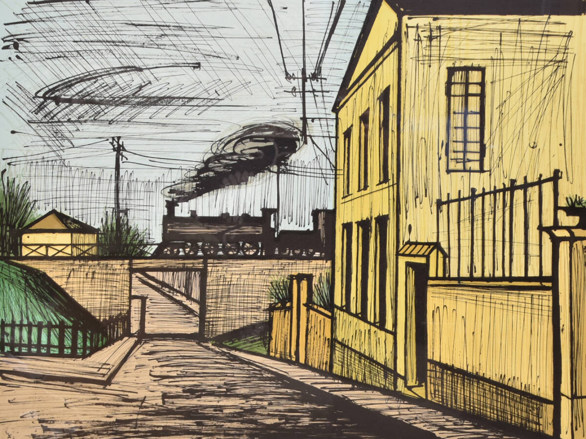 真作】ベルナール・ビュッフェ BERNARD BUFFET リトグラフ「機関 真作】ベルナール・ビュッフェ BERNARD BUFFET リトグラフ「機関