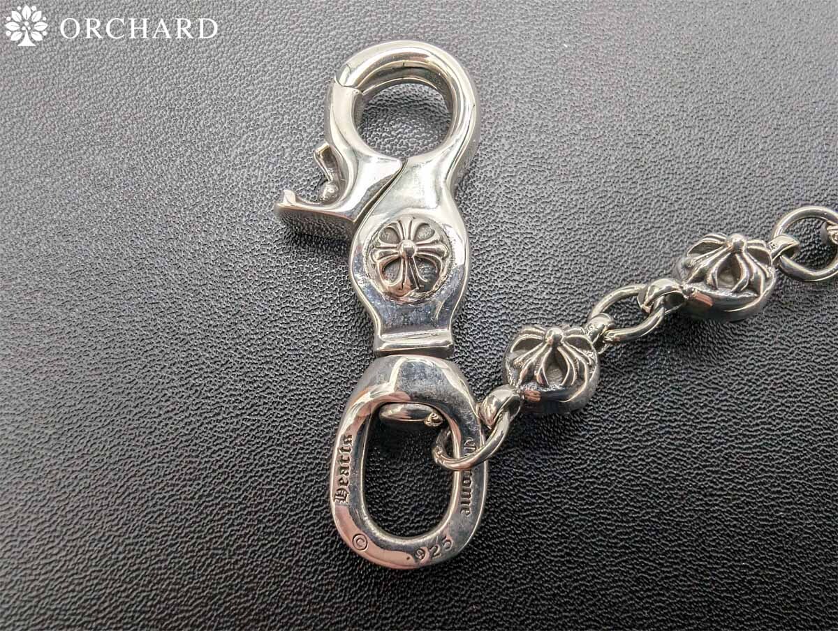 匿名配送/シルバー925/ウォレットチェーン/クロスボール/ナスカン/54cm