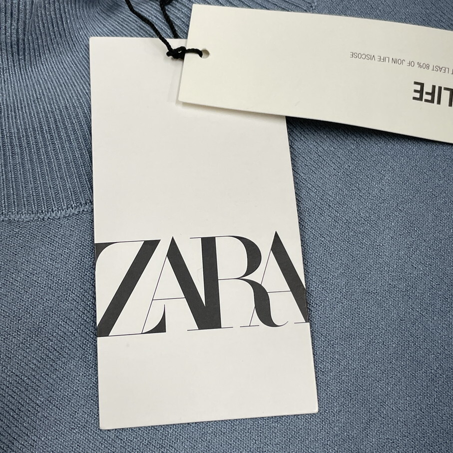 ZARA /S/ ライトブルー ハイネック長袖ニットセーター タグ付き トップス レディースカジュアル 大人可愛いナイロン混生地 ストレッチ ザラ_画像4