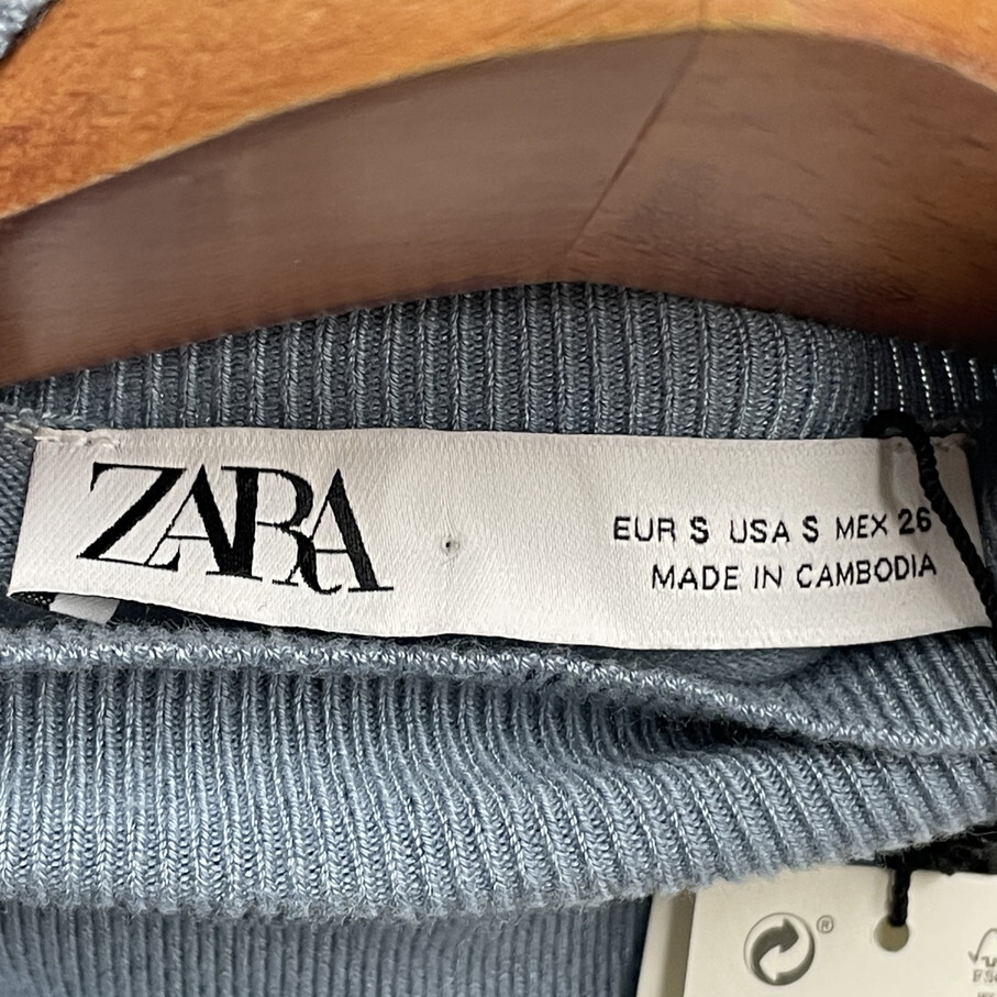 ZARA /S/ ライトブルー ハイネック長袖ニットセーター タグ付き トップス レディースカジュアル 大人可愛いナイロン混生地 ストレッチ ザラ_画像7