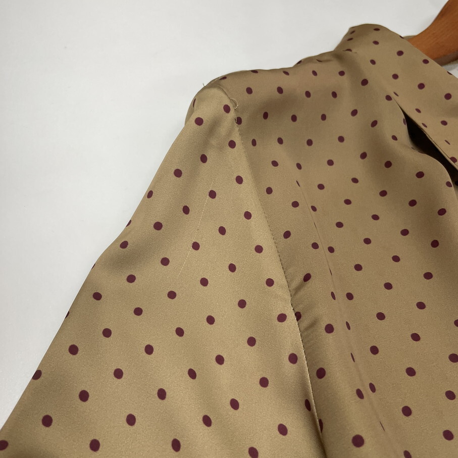 ZARA /L/ ベージュ ロングワンピース 長袖ドットドレス レディース タグ付き カジュアル ベルト フェミニン 大人可愛い生地 ガーリー ザラ_画像6