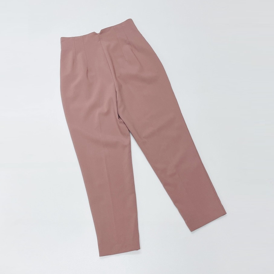 ZARA /M/ ピンク ハイウエストパンツ タグ付き レディース オフィスカジュアル ボトム 通勤 生地 ストレッチ 大人可愛い ホワイトロゴ ザラ