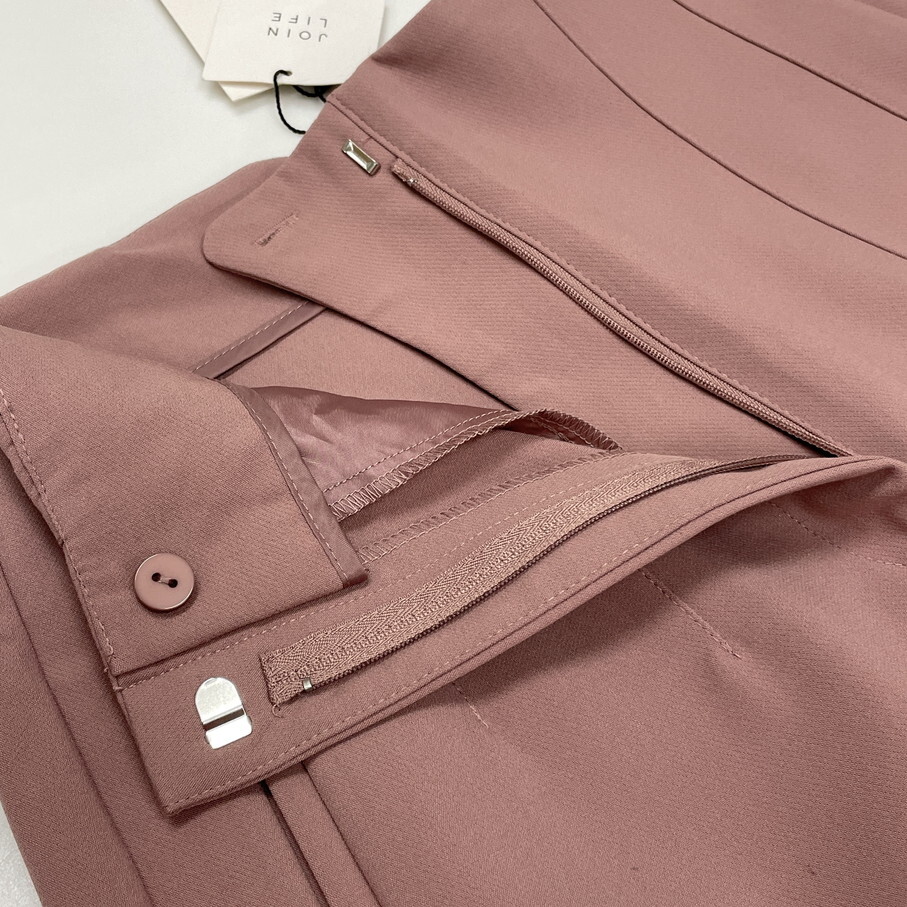 ZARA /M/ ピンク ハイウエストパンツ タグ付き レディース オフィスカジュアル ボトム 通勤 生地 ストレッチ 大人可愛い ホワイトロゴ ザラ