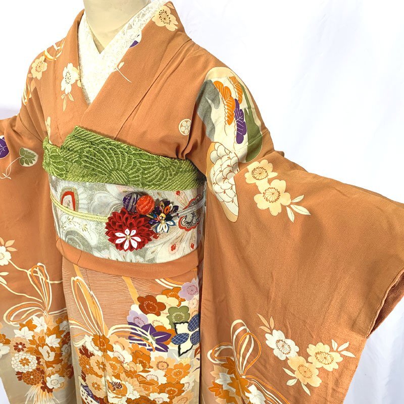 * кимоно March * античный кимоно кимоно с длинными рукавами ... букет документ retro современный Taisho роман Showa Retro мир .MIX Junior тоже * состояние хороший 503aa20