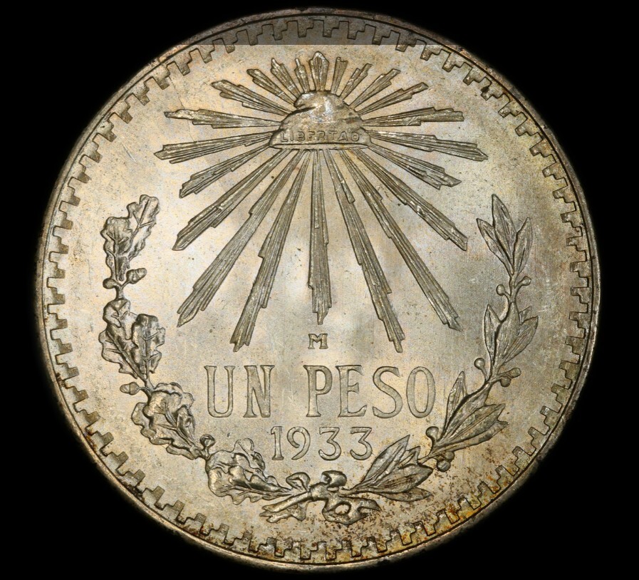 1円スタート!☆PCGS MS66☆1933年 メキシコ 1ペソ銀貨 1円スタート!☆PCGS MS66☆1933年 メキシコ 1ペソ銀貨