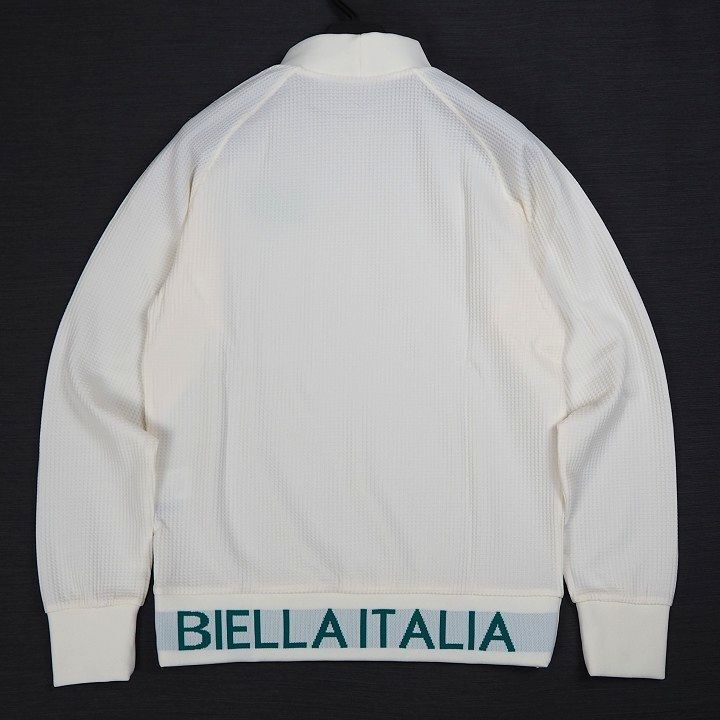 R743 新品 FILA GOLF フィラ ゴルフ モックネック 長袖 シャツ ワッフル生地 ゴルフウエア オフホワイト LL_画像3