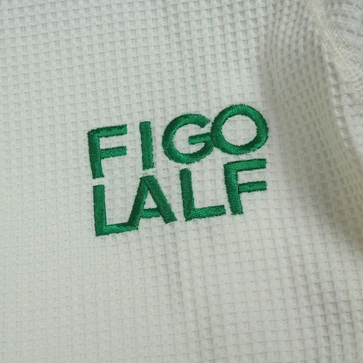 R743 新品 FILA GOLF フィラ ゴルフ モックネック 長袖 シャツ ワッフル生地 ゴルフウエア オフホワイト LL_画像4