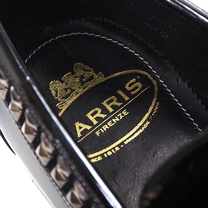 R753 新品 HARRIS ハリス パテントレザー スタッズ ローファー イタリア制 レザーシューズ サイズ40 (25~25.5cm)