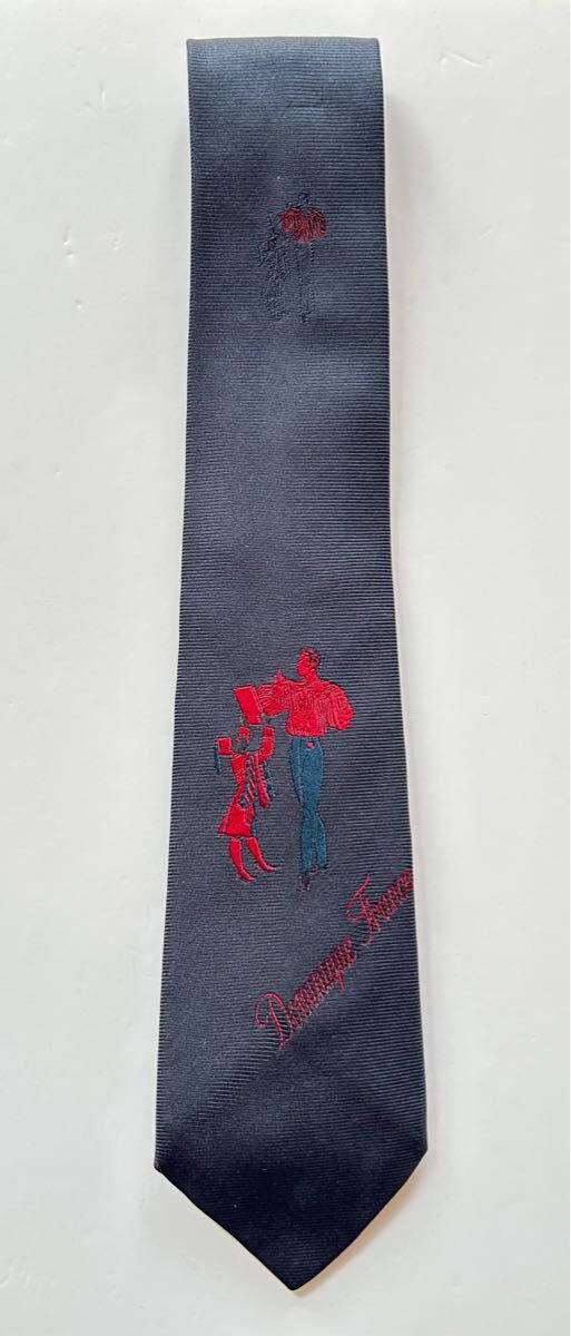 タグ付き 極美品 ドミニクフランス ネクタイ スリークラウン ネイビー 刺繍 タグ付き 極美品 ドミニクフランス ネクタイ スリークラウン