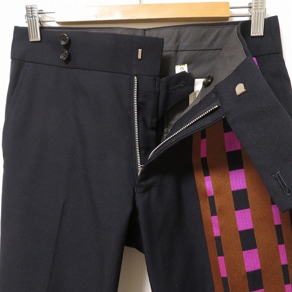 #anc コムデギャルソン COMMEdesGARCONS パンツ S 濃紺 茶 ピンク チェック センタープレス ユニセックス [927967]