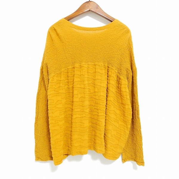 #apc ミーイッセイミヤケ MEISSEYMIYAKE シャツ ブラウス プリーツ パイル シワ加工 黃色系 レディース [928069]