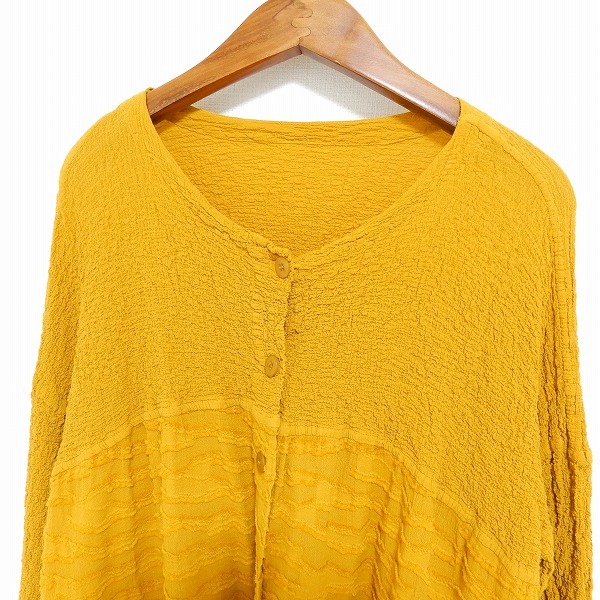 #apc ミーイッセイミヤケ MEISSEYMIYAKE シャツ ブラウス プリーツ パイル シワ加工 黃色系 レディース [928069]