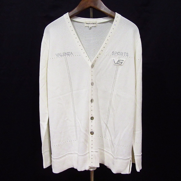 #anc バレンザポースポーツ VALENZAPO Sports カーディガン 40 白 ラインストーン ニット 日本製 美品 レディース [933819]