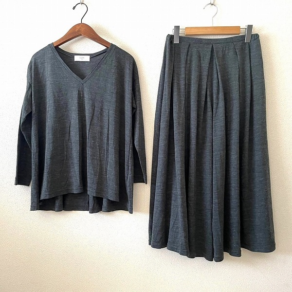 #wnc スローブイエナ SLOBE IENA ツーピース セットアップ グレー Vネック レディース [937023]