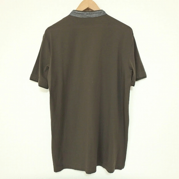 #sxc アルマーニコレッツォーニ ARMANICOLLEZIONI カットソー XXL カーキ グレー Tシャツ 半袖 ヘンリーネック メンズ [936367]