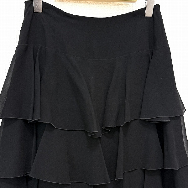 #anc フォクシーブティック FOXEY BOUTIQUE スカート 40 黒 18309 シルク フレア サイドジップ レディース [907797]