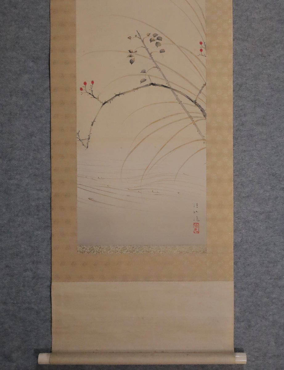 模写】吉】12079 井上恒也 花鳥図 まくり 共箱 寺崎広業・川合 模写】吉】12079 井上恒也 花鳥図 まくり 共箱 寺崎広業・川合