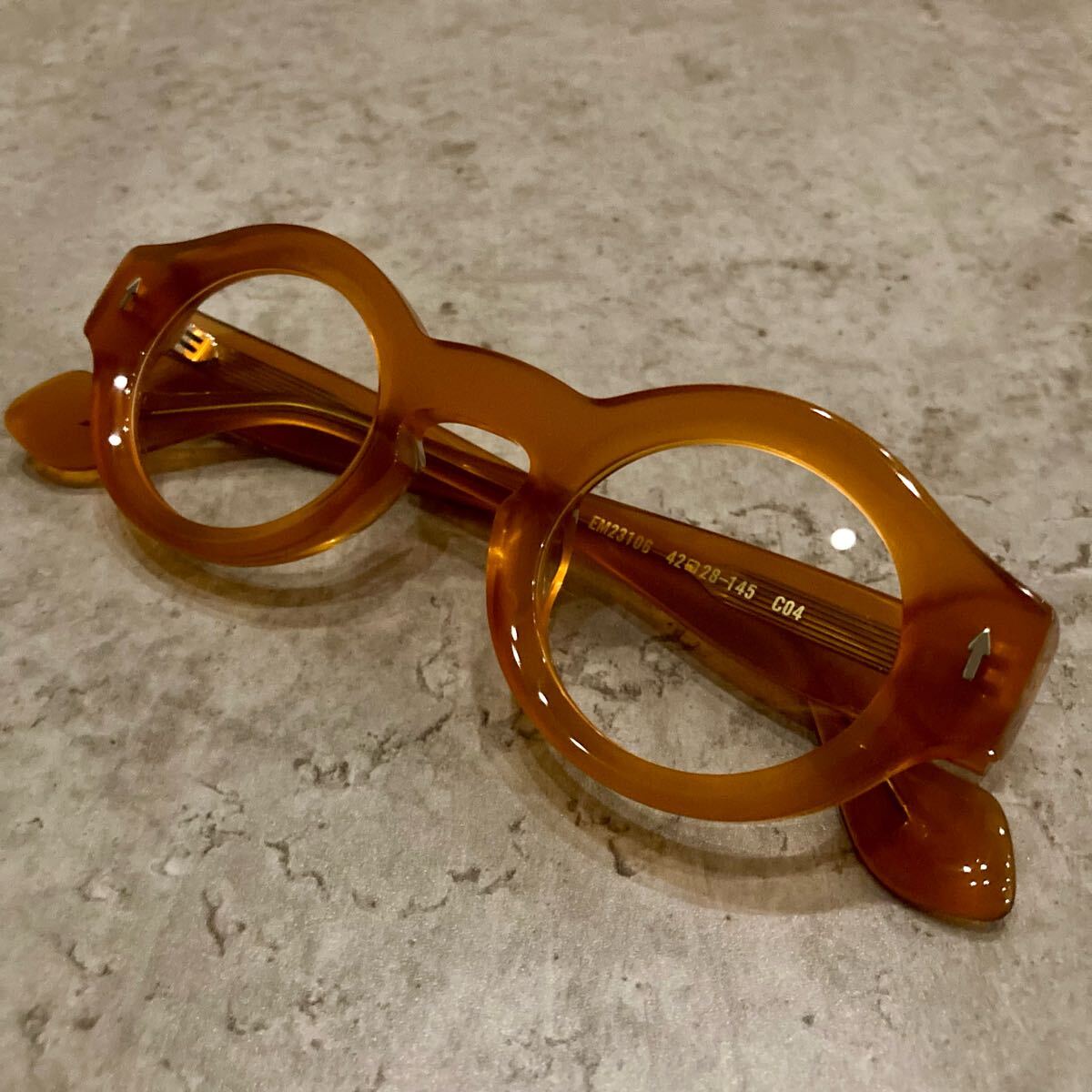ロイド眼鏡　ラウンド型　オレンジ　サングラス　伊達メガネ　ヴィンテージ風　男女兼用めがね　新品未使用　丸眼鏡　レトロ　丸めがね
