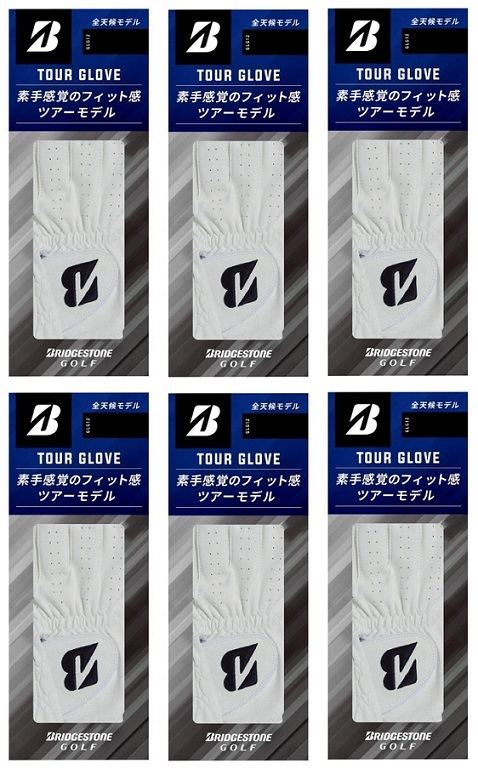 ブリヂストンゴルフ グローブ 26cm 6枚 GLG12 TOUR GRIP 全天候 6枚セット ホワイト 26cm