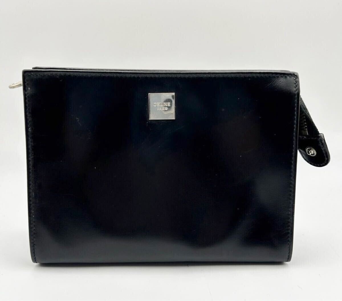 美品】セリーヌ クラッチバッグ ポーチ レザー ブラック 銀座SIX 美品】セリーヌ クラッチバッグ ポーチ レザー ブラック 銀座SIX