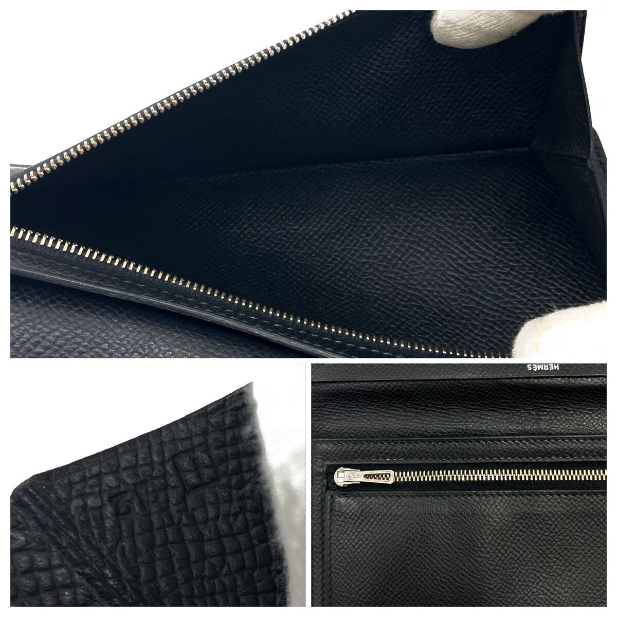 超美品】エルメス ベアンクラシック エプソン ブラック 長財布 超美品】エルメス ベアンクラシック エプソン ブラック 長財布