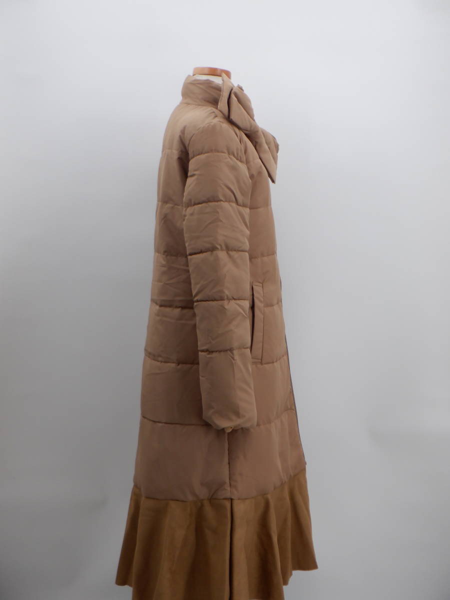 【新品】【tocco closet トッコ クローゼット】リボン付 2WAY ペプラムフリル ロングダウンコート/モカ【同梱可能】【コート】【アウター】_画像2