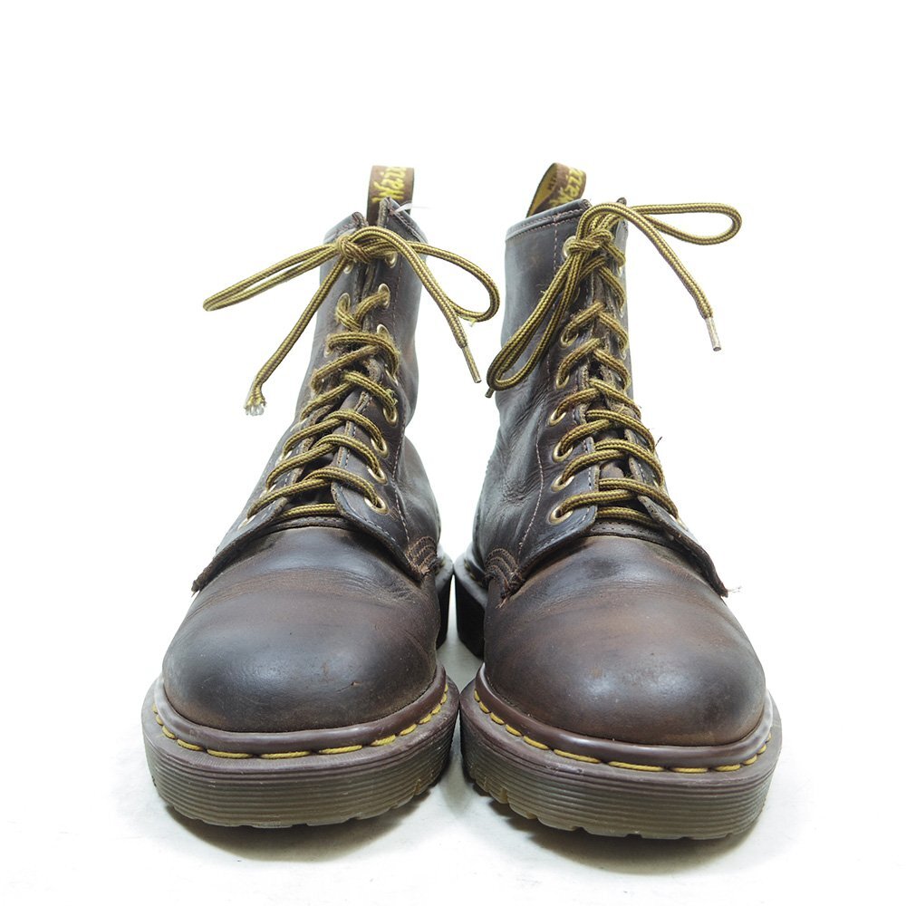 UK5 24cm соответствует Британия производства Dr.Martens Dr. Martens 8 отверстие желтый стежок кожа Англия производства - ikatto /25.3.10/P2586